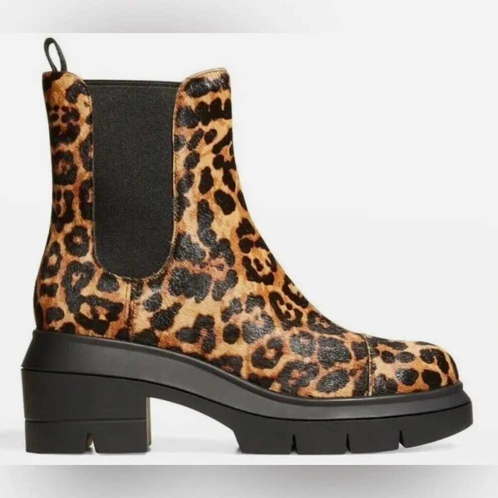 STUART WEITZMAN NWOT Designer Leopard Print Norah Riff Luxury Chelsea boots